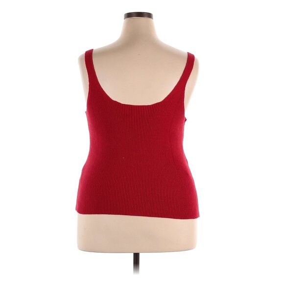 Red Sweater Tank Top Ribbed Knit - Picture 2 of 11